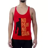 No Pain No Gain Tank Top Atlet Kırmızı Sarı Yazılı